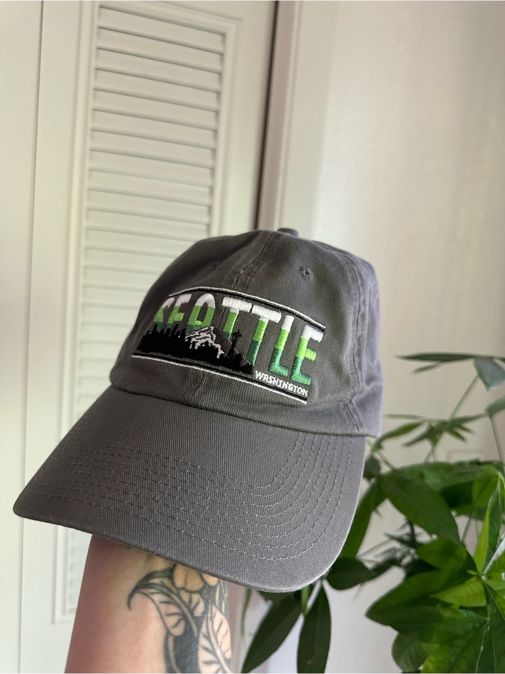 Embroidered Grey Simply Seattle Adult Unisex Hat Baseball Cap
